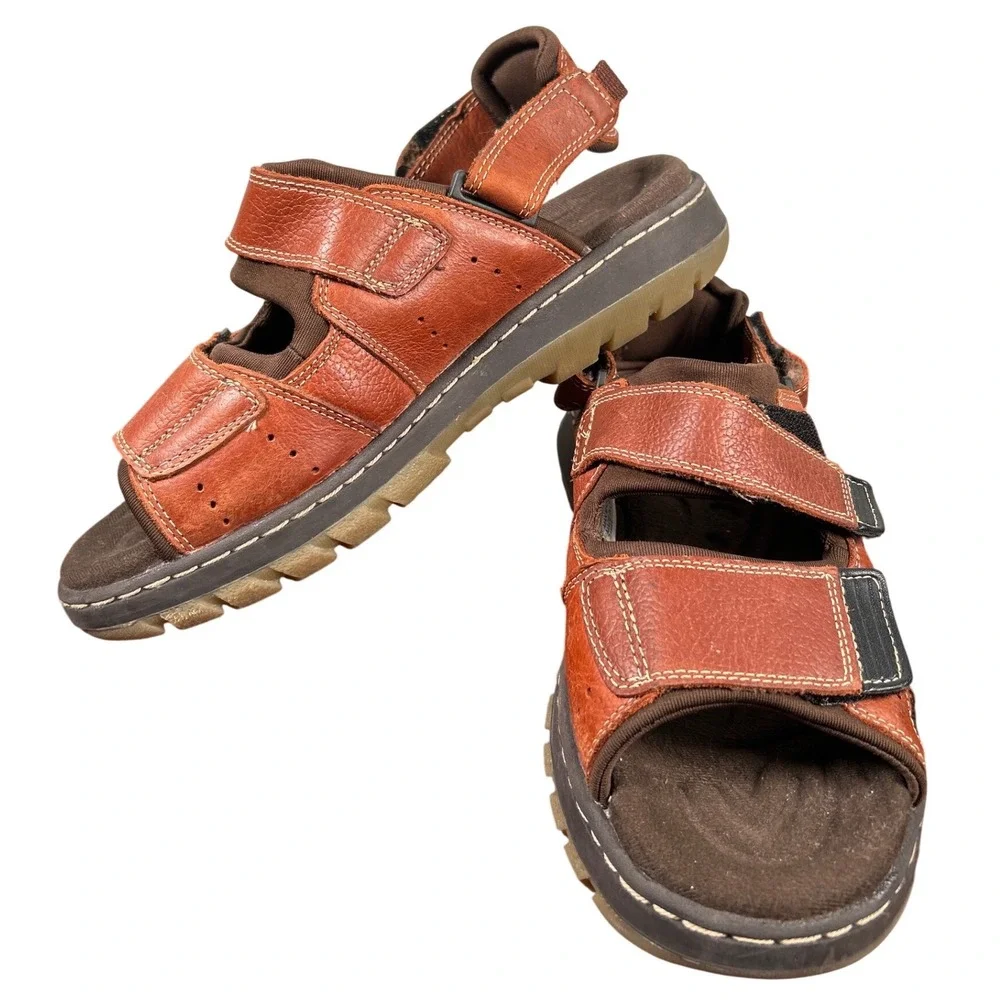 Earth Shoe Highlander Mens Sandals Brown Leather Fisherman Lug Sole Hiking 8.5